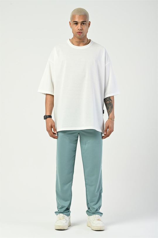 T-SHİRTBeyaz 2 İplik Double Kalıp Oversize T-SHIRT GRK