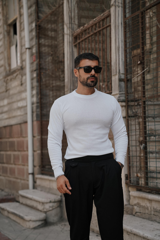 T-SHİRTBEYAZ Bisiklet yaka triko SC