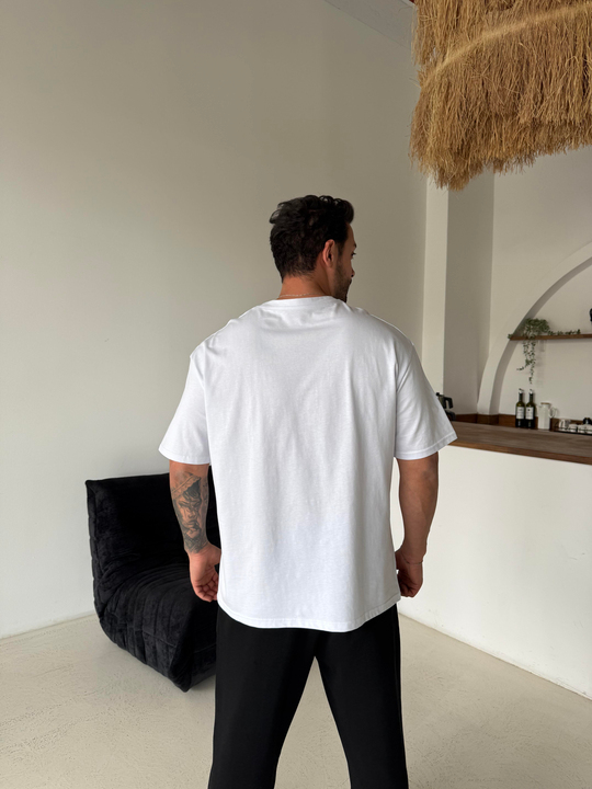 T-SHİRTBeyaz Düz Pamuk Oversize T-SHİRT SC