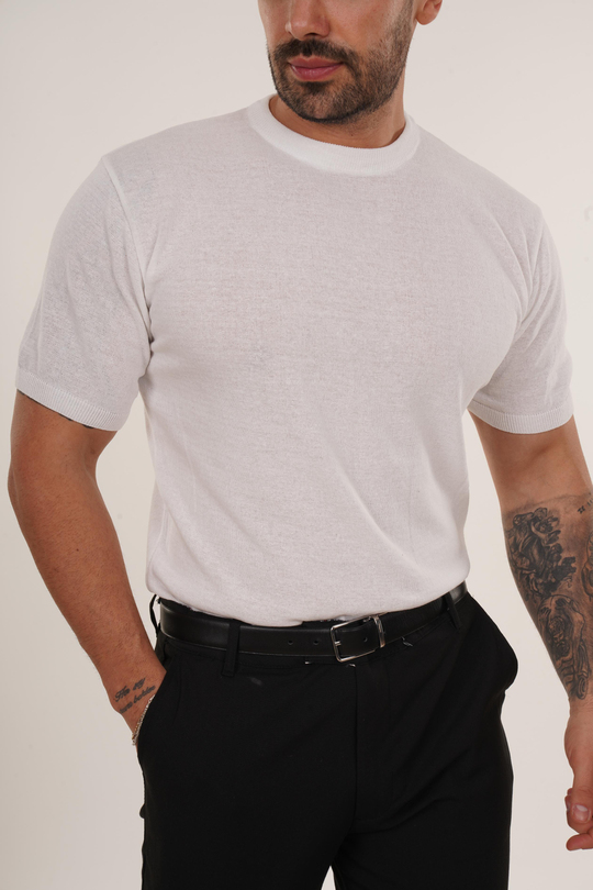 T-SHİRTBeyaz Düz Triko T-shirt TB