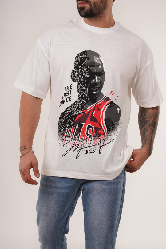 T-SHİRTBeyaz JORDAN23 Baskılı Oversize T-Shirt VSK