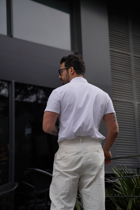 T-SHİRTBeyaz Polo Yaka Düz Lacos TK 1004