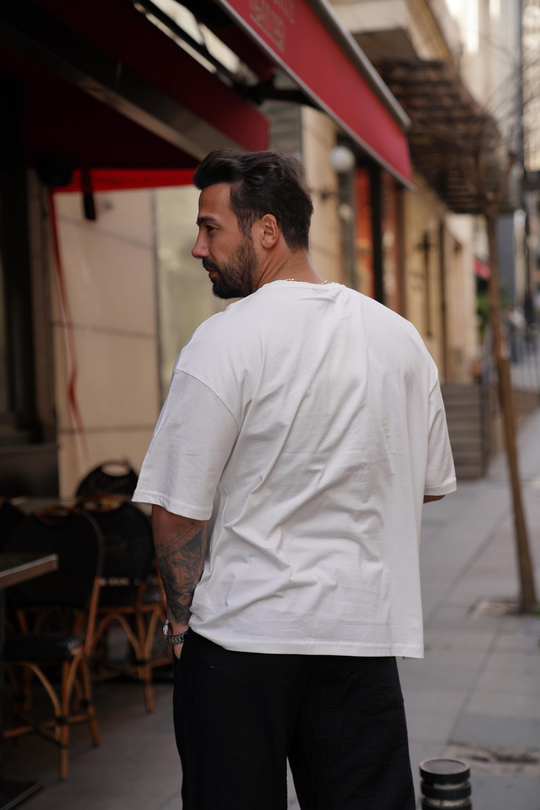 T-SHİRTBeyaz Project Yourself Oversize T-Shirt VMS 303289