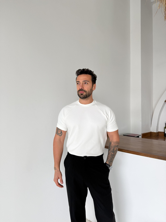 T-SHİRTBeyaz Reglan Crep Tişört MSS