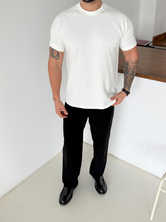 T-SHİRTBeyaz Reglan Crep Tişört MSS