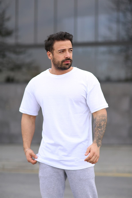 T-SHİRTBeyaz Sırt Ayıcık Baskılı Oversize T-SHİRT