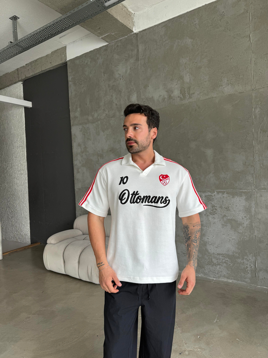 T-SHİRTBeyaz Türkiye Ottoman Polo Tişört RSP 1015