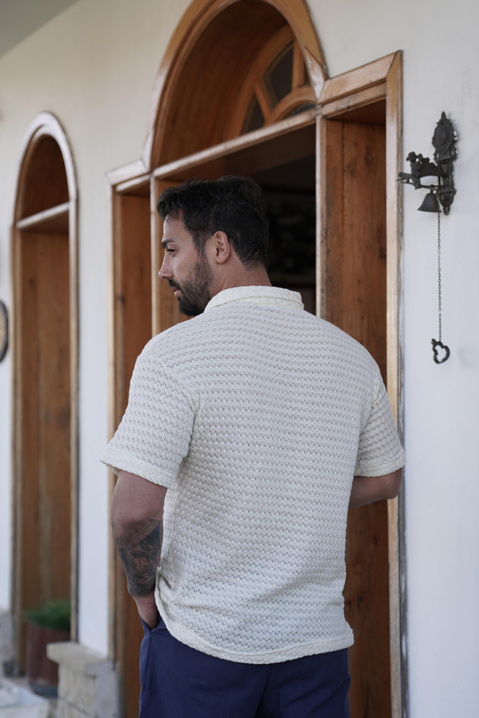 T-SHİRTEkru Örgü Triko Polo Yaka SNZ 3922