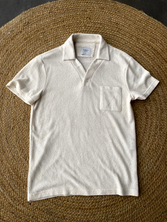 T-SHİRTEkru Tek Cepli Triko Polo Yaka T-shirt PNC