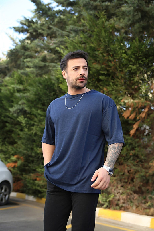 T-shirtErkek Lacivert Oversize Tshirt