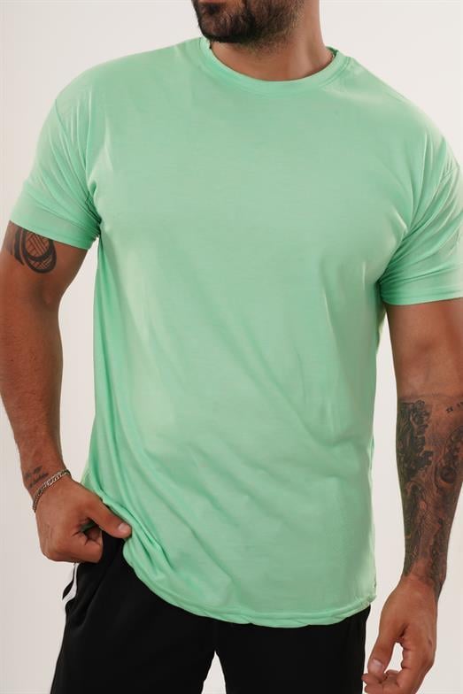 T-SHİRTFosforyeşil Slim Fit Basic T-SHİRT TB