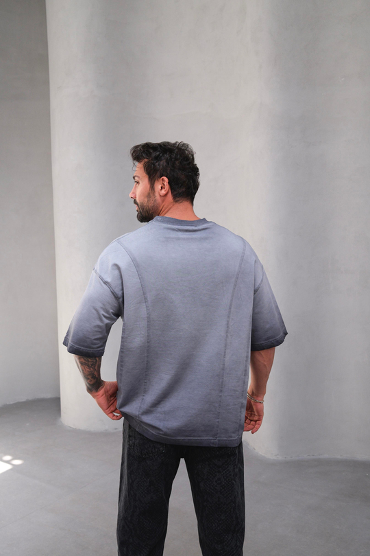 T-SHİRTFüme Brash Baskılı Yıkamalı Oversize T-shirt EST e7143