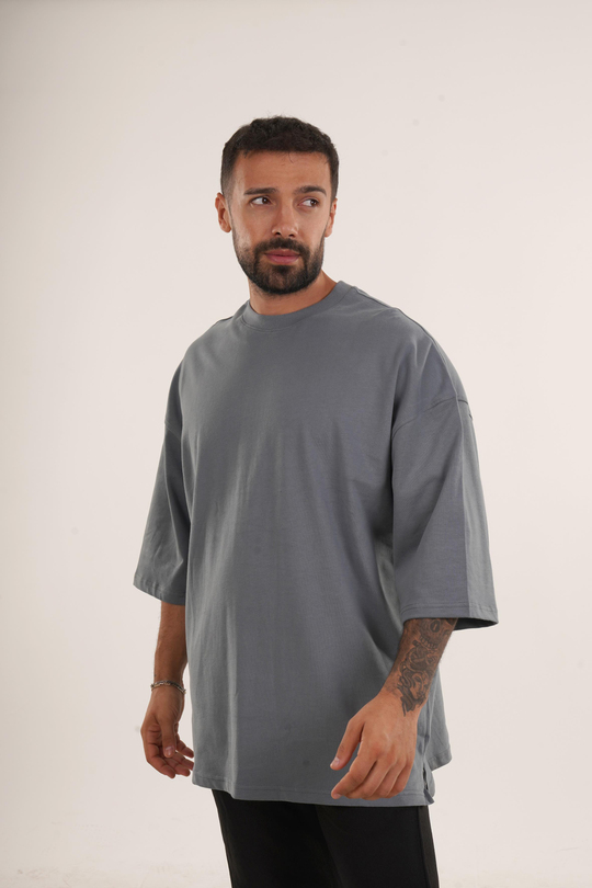 T-SHİRTFüme Ekstra Bol Kalıp %100 Pamuk Oversize T-Shirt VMS 40790