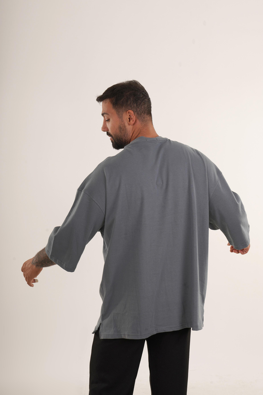 T-SHİRTFüme Ekstra Bol Kalıp %100 Pamuk Oversize T-Shirt VMS 40790
