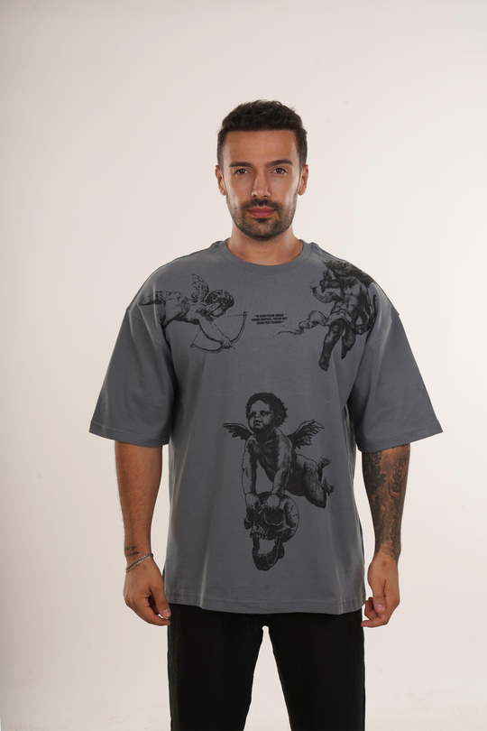 T-SHİRTFüme Yüksek Kalite Eros Baskılı Oversize T-SHİRT VMS 40765