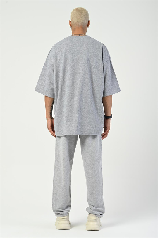 T-SHİRTGri 2 İplik Double Kalıp Oversize T-SHIRT GRK