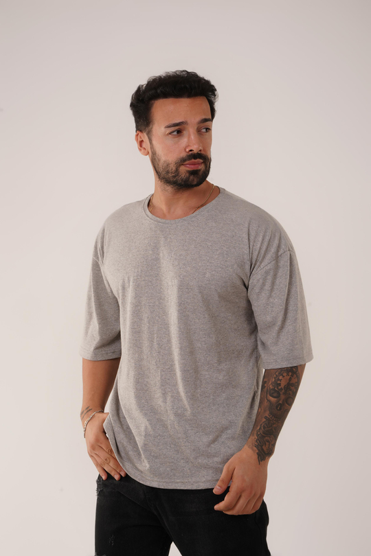 T-SHİRTGri Düz Suprem Oversize SC