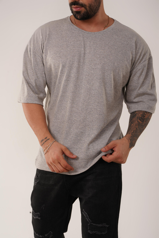 T-SHİRTGri Düz Suprem Oversize SC