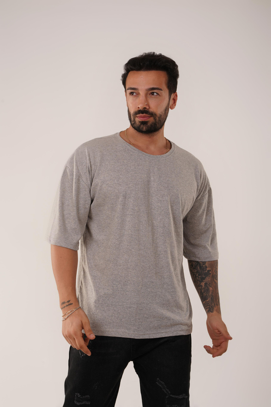 T-SHİRTGri Düz Suprem Oversize SC