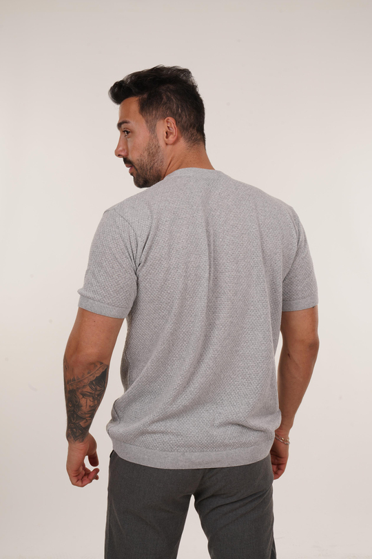 T-SHİRTGri Nopen Desen Triko TB