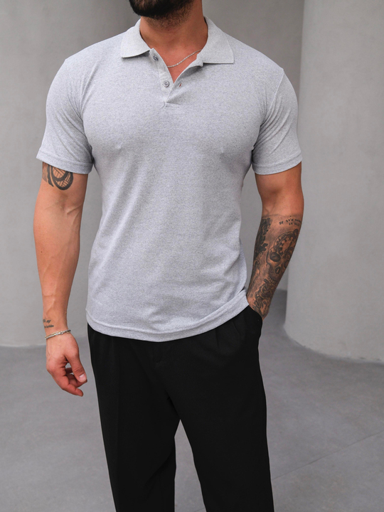 T-SHİRTGri Polo Yaka Lacos T-shirt BS