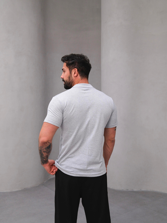 T-SHİRTGri Polo Yaka Lacos T-shirt BS