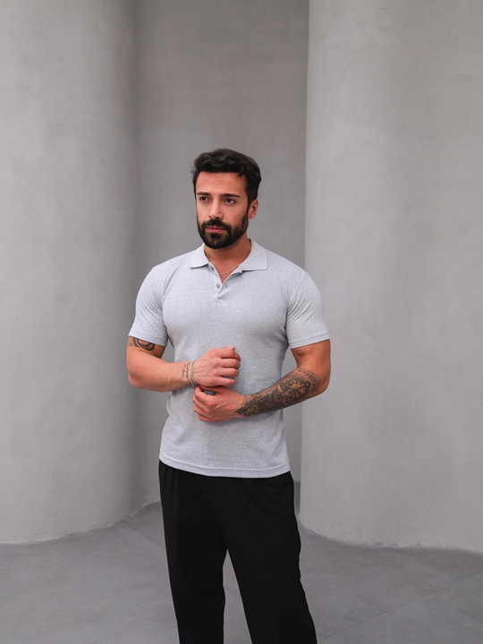 T-SHİRTGri Polo Yaka Lacos T-shirt BS