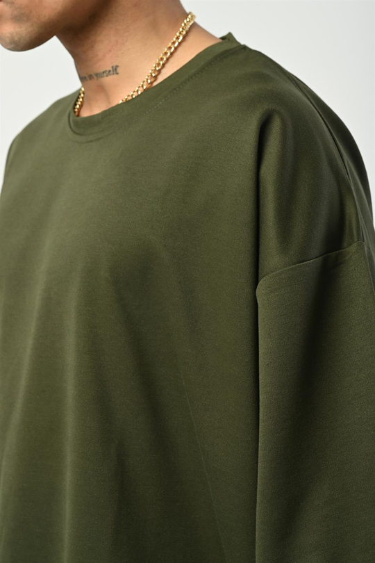 T-SHİRTHaki 2 İplik Double Kalıp Oversize T-SHIRT GRK