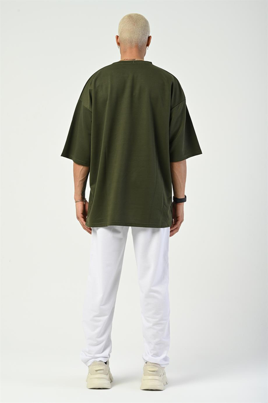 T-SHİRTHaki 2 İplik Double Kalıp Oversize T-SHIRT GRK