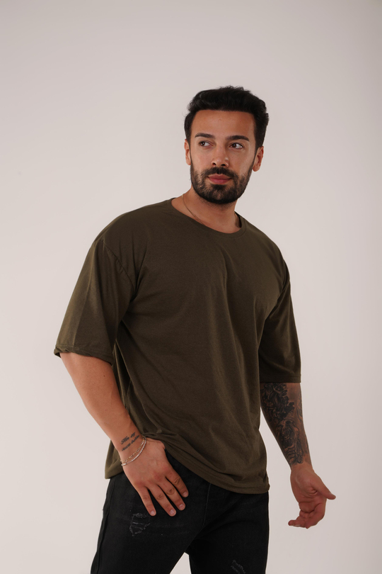 T-SHİRTHaki Düz Suprem Oversize SC