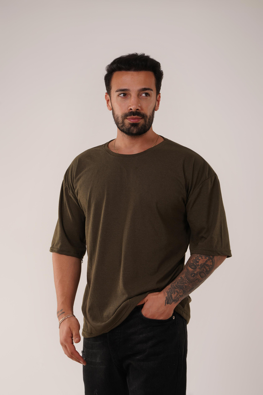 T-SHİRTHaki Düz Suprem Oversize SC