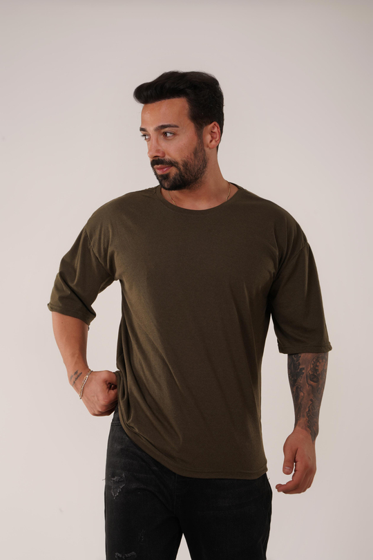 T-SHİRTHaki Düz Suprem Oversize SC