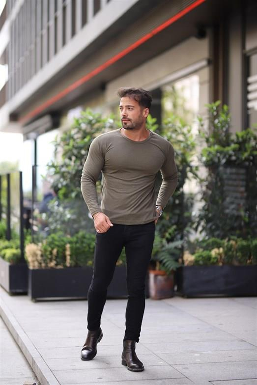 T-SHİRTHaki Erkek Slim Fit Body