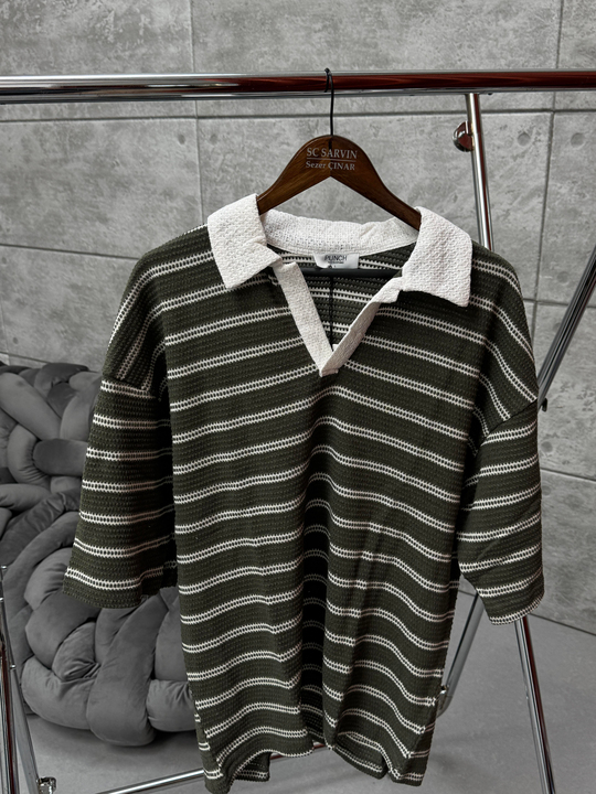 T-SHİRTHaki Garni Polo Yaka T-Shirt PNC 8071