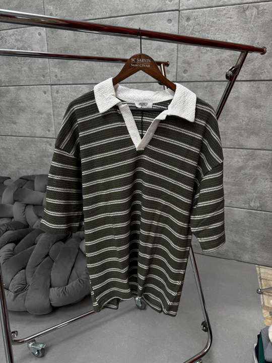 T-SHİRTHaki Garni Polo Yaka T-Shirt PNC 8071