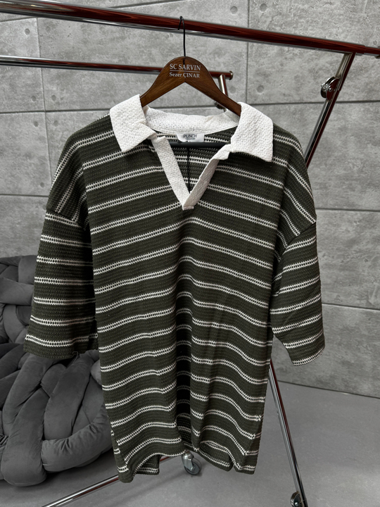 T-SHİRTHaki Garni Polo Yaka T-Shirt PNC 8071