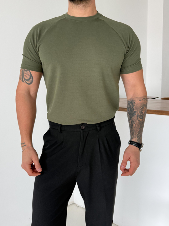 T-SHİRTHaki Reglan Crep Tişört MSS
