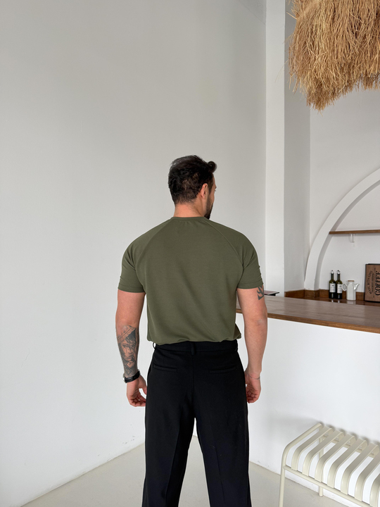 T-SHİRTHaki Reglan Crep Tişört MSS