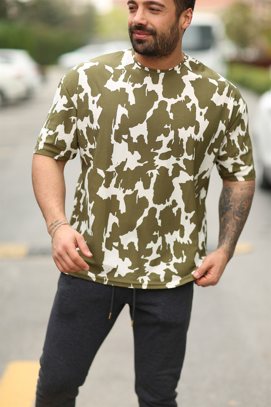 T-SHİRTHakiye Beyaz Batik Oversize T-SHİRT TMB