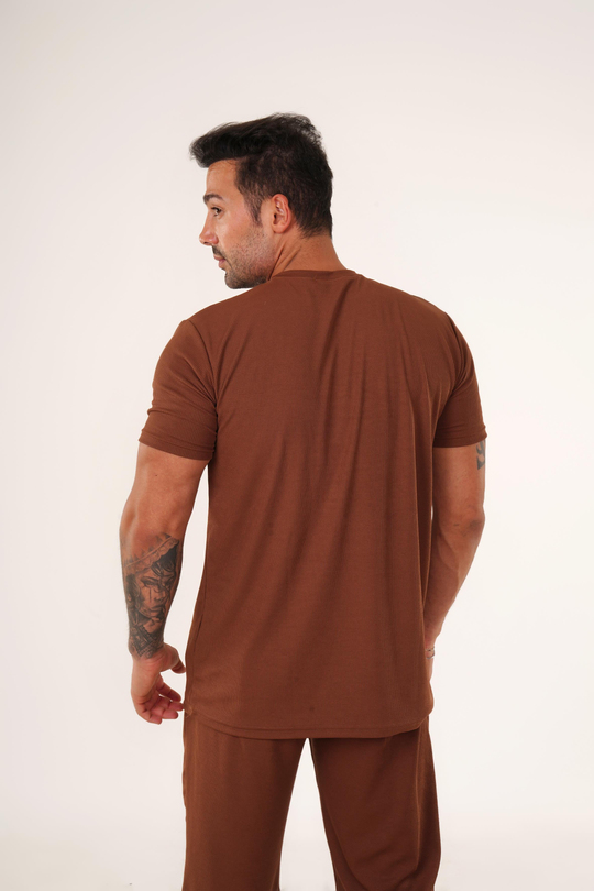 T-SHİRTKahve Burgu Desen T-Shirt TB