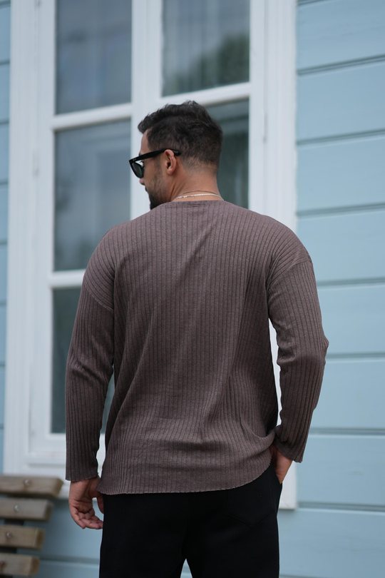 T-SHİRTKAHVE Fitilli oversize uzun kol SC