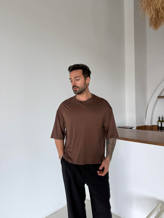 T-SHİRTKahve Oysho Suprem Bol T-SHİRT PNC 8150
