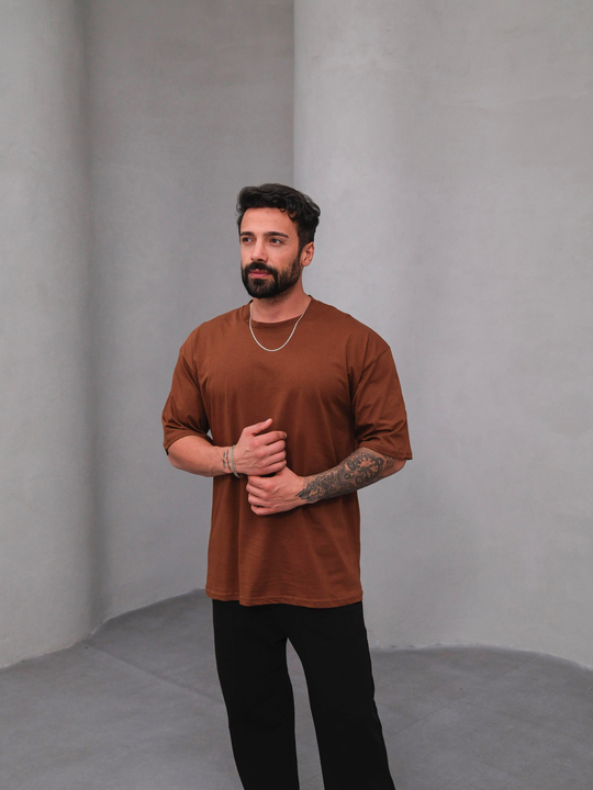 T-SHİRTKahve Pamuk Compak T-shirt SC