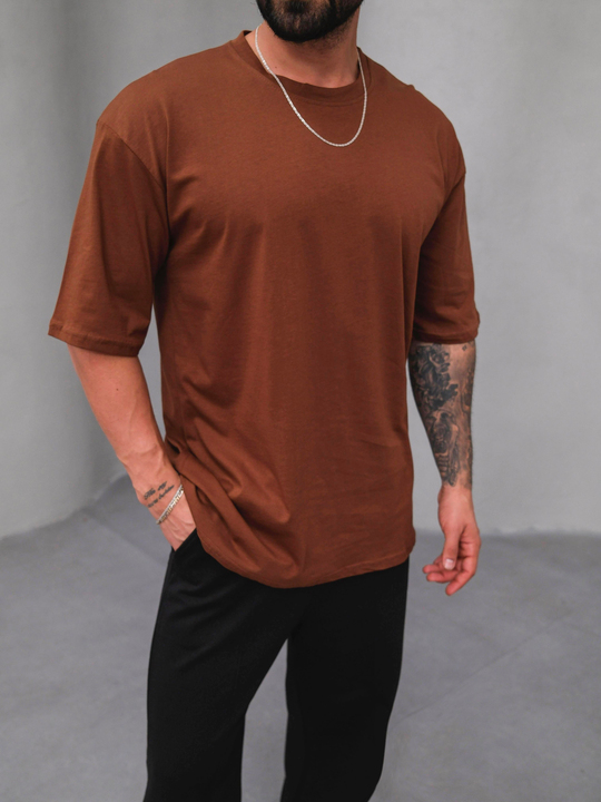 T-SHİRTKahve Pamuk Compak T-shirt SC
