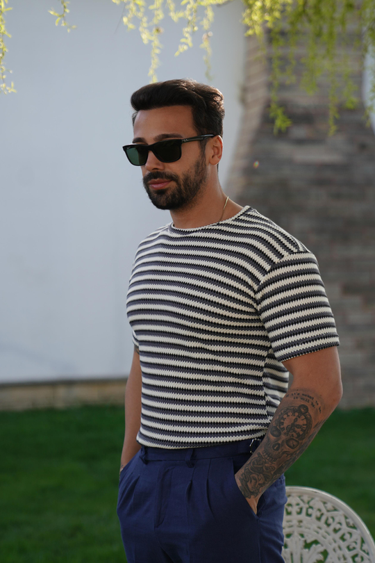 T-SHİRTKahve Siyah B. Çizgili Triko SNZ 3968
