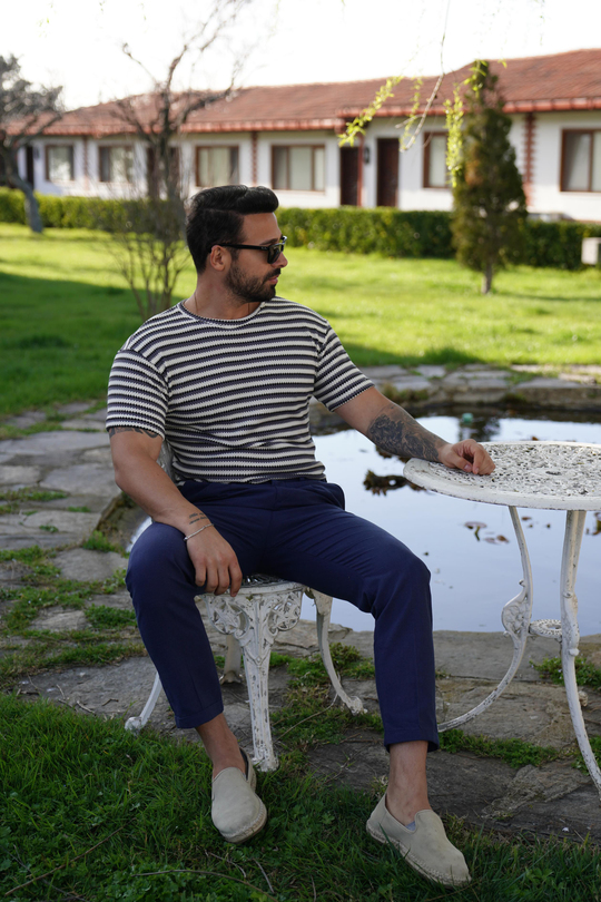 T-SHİRTKahve Siyah B. Çizgili Triko SNZ 3968