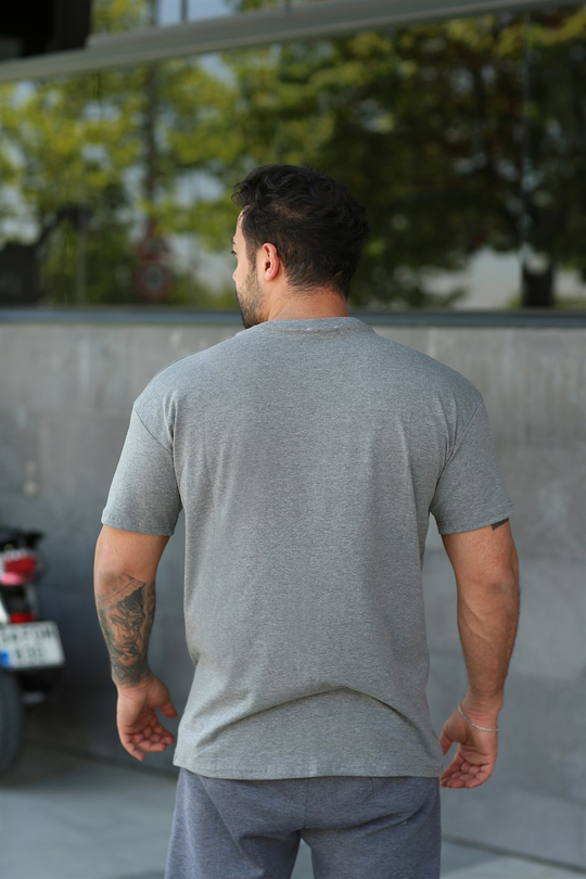 T-SHİRTKoyu Gri Penye Oversize T-SHİRT MHL