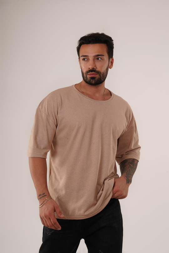 T-SHİRTKrem Düz Suprem Oversize SC