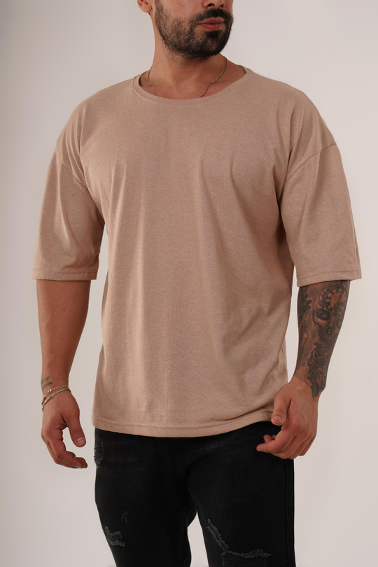 T-SHİRTKrem Düz Suprem Oversize SC