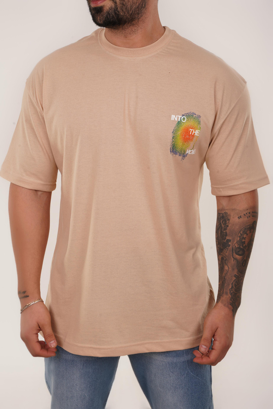 T-SHİRTKrem INTOTHEVOID Baskılı Oversize T-Shirt VSK